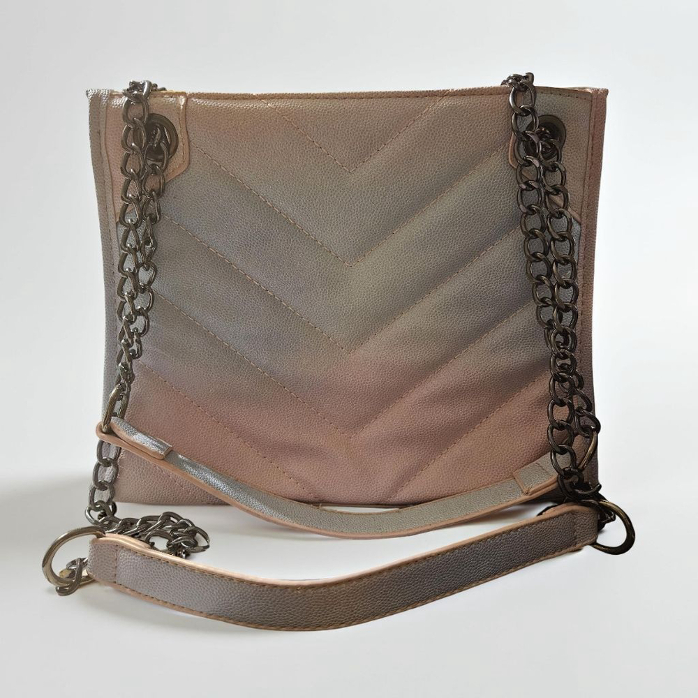 Chevron Shoulder Bag | Pink & Gray Gradient
